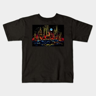 Paris Cyber Gothic Vision A Cyberpunk Gothic Cityscape Kids T-Shirt